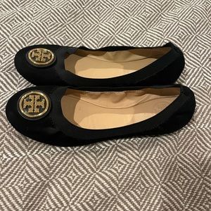 Tory Burch black suede ballet flats